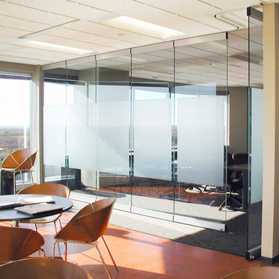 Sound Insulation Movable Partition Folding Wall Glass Tempered Glass Sliding Frameless Glass Partition Door